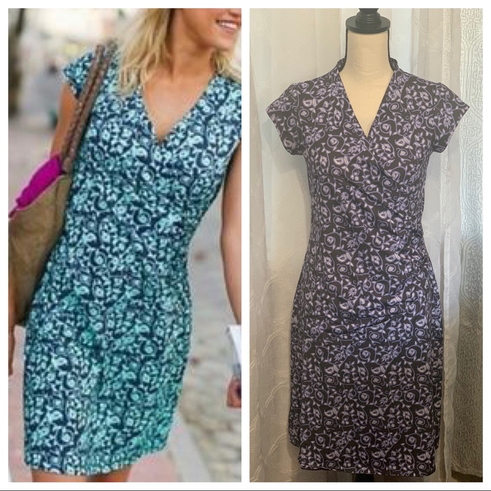 Athleta faux wrap V-neck floral print dress Small